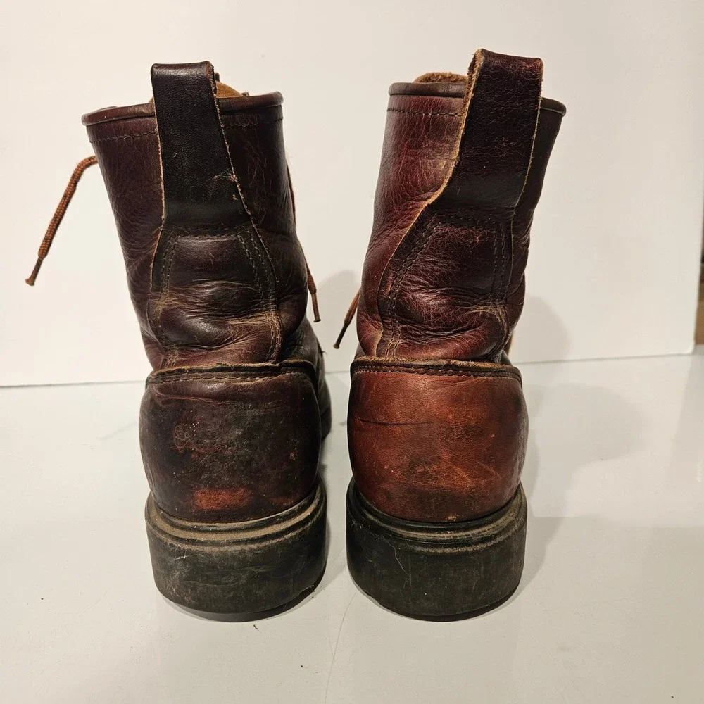 Vintage Red Wing Work Boots Mens 10 Brown Leather Lace‎ Up Lug Sole Made in USA*